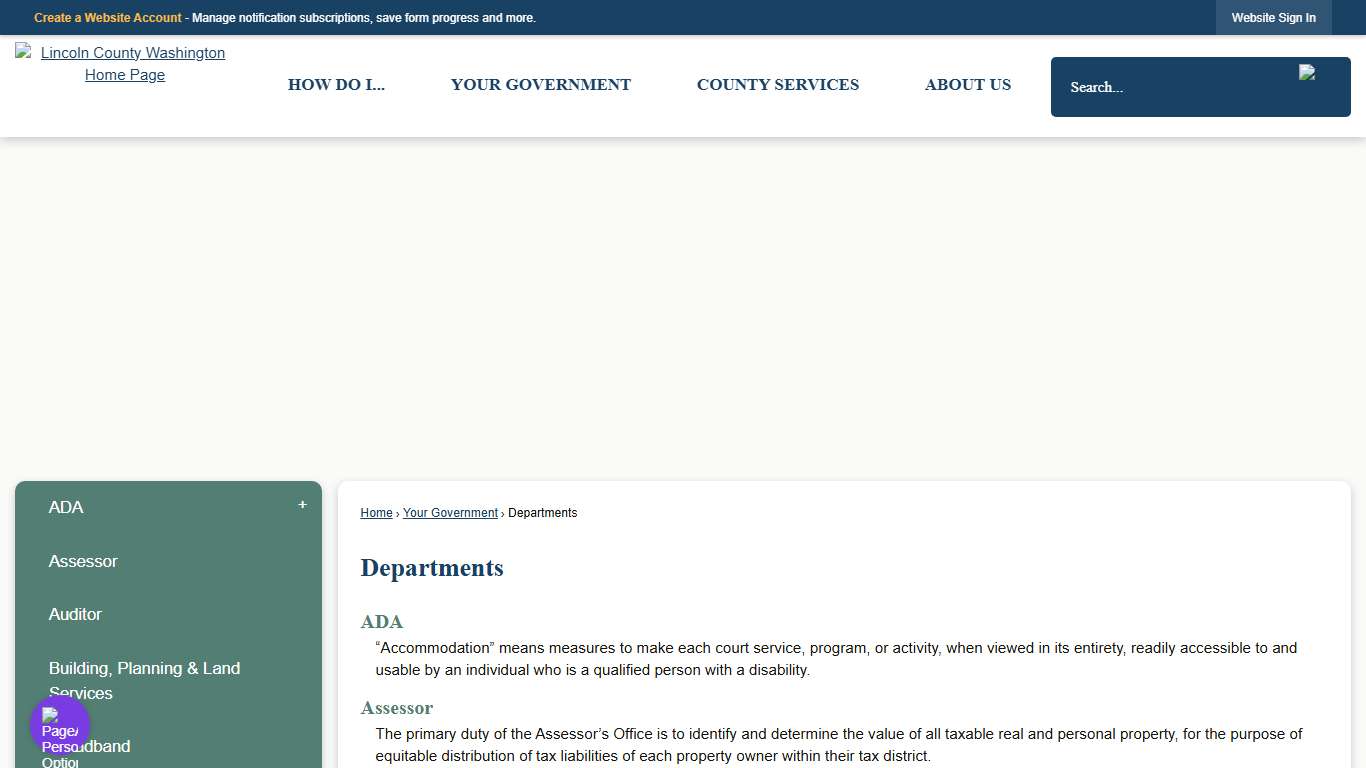 Departments Lincoln County, WA